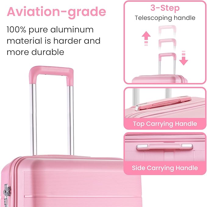 Campfun Luggage 4 Piece Sets, Expandable Carry On Luggage Set Hardshell PP - Image 5