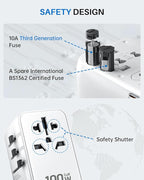 DOACE Universal Travel Adapter, 100W GaN 3.0 International Power Adapter - Image 6