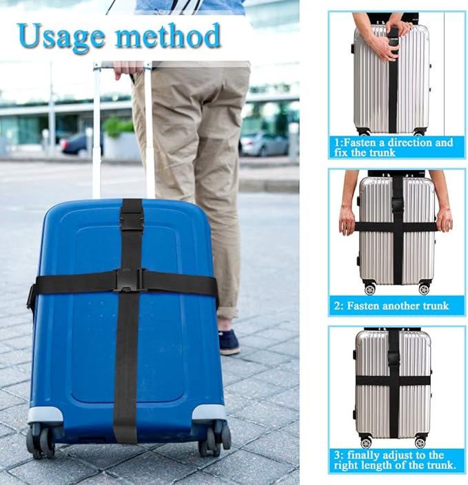 2Pcs Luggage Straps for Suitcase Travel Accessories TSA Approved, 80In Long - Image 6