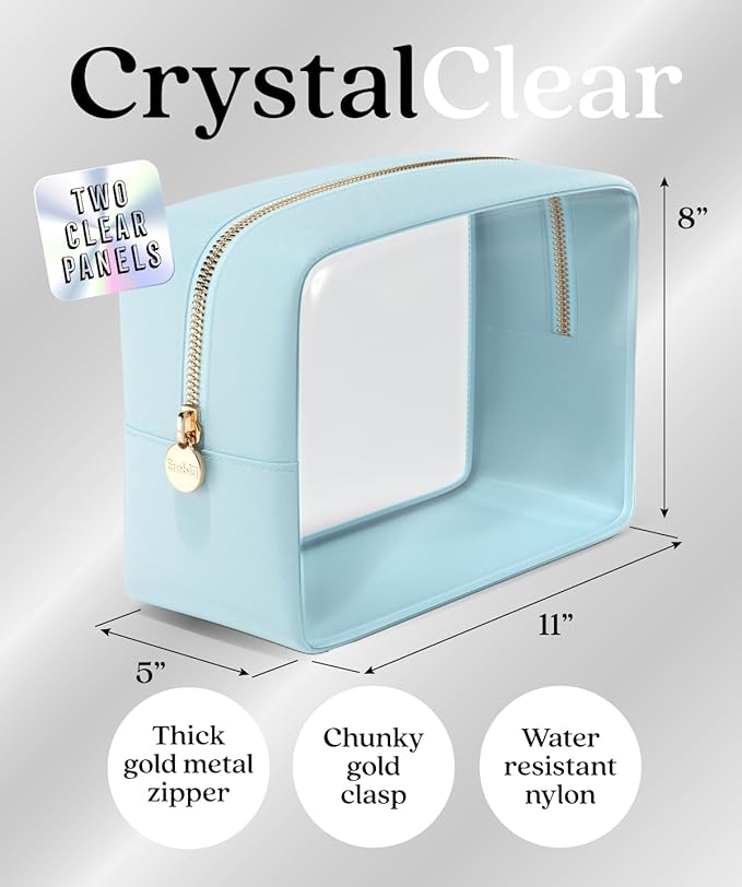 Clear Makeup Bag Zipper Pouch, Transparent Cosmetic Case Organizer, TSA - Image 2
