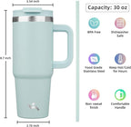 30 oz Tumbler with Handle and 2 Straws, 2 in 1 Lid Insulated Water Bottle - Image 4