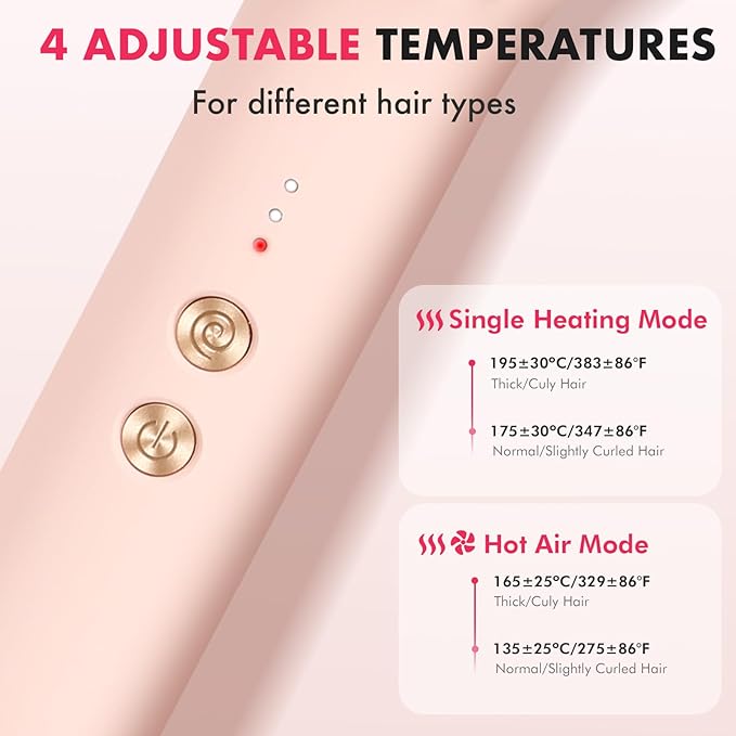 Hair Straightener Brush with Hot & Cool Air, AngKng Anti-Scald Heat Comb Straightener for Straightening Hair, 30s Fast Heating, Hot Air Straightening Brush for Women, Dual Voltage for Travel, Pink