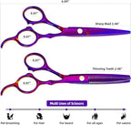 Professional Hair Cutting Scissors Sets Stainless Steel Barber Hairdressing Scissors Multifunctional Salon Thinning Scissors Straight Shears Tools Gifts for Mom Dad Friends (Purple)