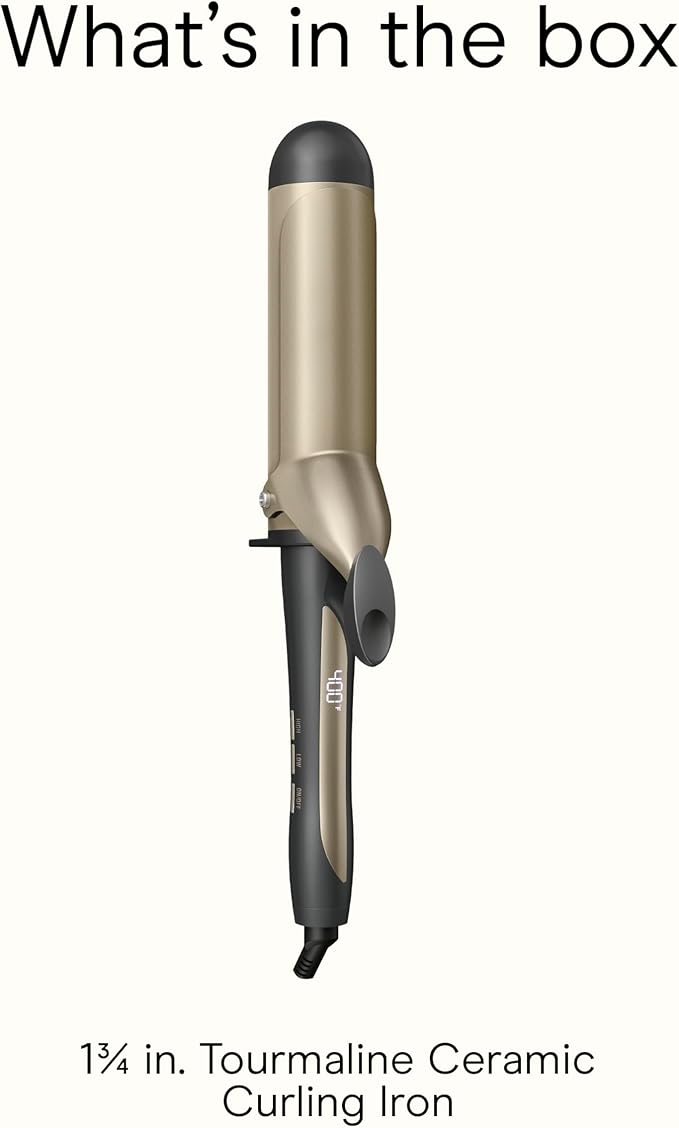 INFINITIPRO BY CONAIR Tourmaline Ceramic 1 ¾ -Inch Curling Iron, 1 ¾ -Inch Barrel Produces Voluminous Curls, Hair Curler for Use on Medium and Long Hair, Dark Grey