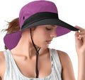 Rosoz Ponytail Sun Bucket Hats for Women UV Protection Foldable Mesh Wide Brim by Rosoz