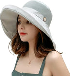 Women Wide Brim Sun Hats Metal Wired Edge Summer UV Protection Beach Fishing Hat - Image 7