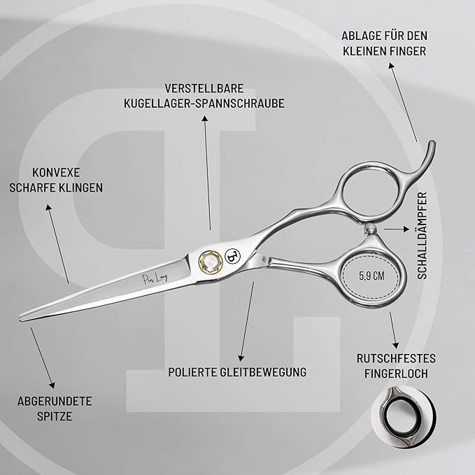 Professional Hair Cutting Scissors 6.5" - German High Carbon Steel Barber Shears with Convex Blades, Ergonomic Design for Salon & Home Use - Pius Lang
