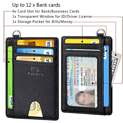 Slim Minimalist Wallet RFID Credit Card Holder for Men (small / Saffiano Black)