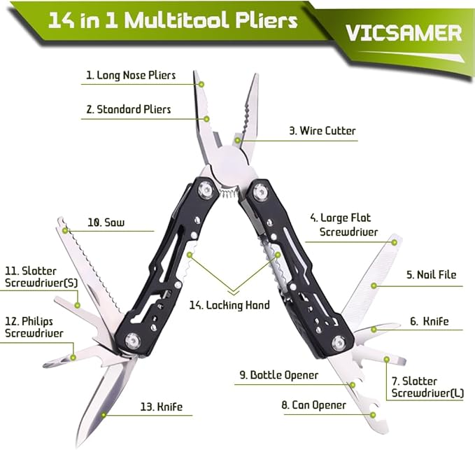 14 in 1 Multitool Pliers Gives One Whistle as a Gift, Professional Pocket - Image 3