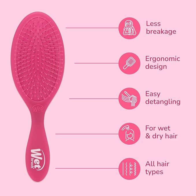 Wet Brush Original Detangler Hair Brush, Pink Frost - Ultra-Soft IntelliFlex Bristles - Detangling Brush Glides Through Tangles For All Hair Types (Wet Dry & Damaged Hair) - Women & Men