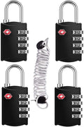 ZHEGE Luggage Lock for Train 4 Pack, 1 Cable, TSA Approved Travel Cable Lock by ZHEGE