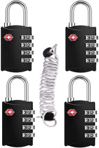 ZHEGE Luggage Lock for Train 4 Pack, 1 Cable, TSA Approved Travel Cable Lock by ZHEGE