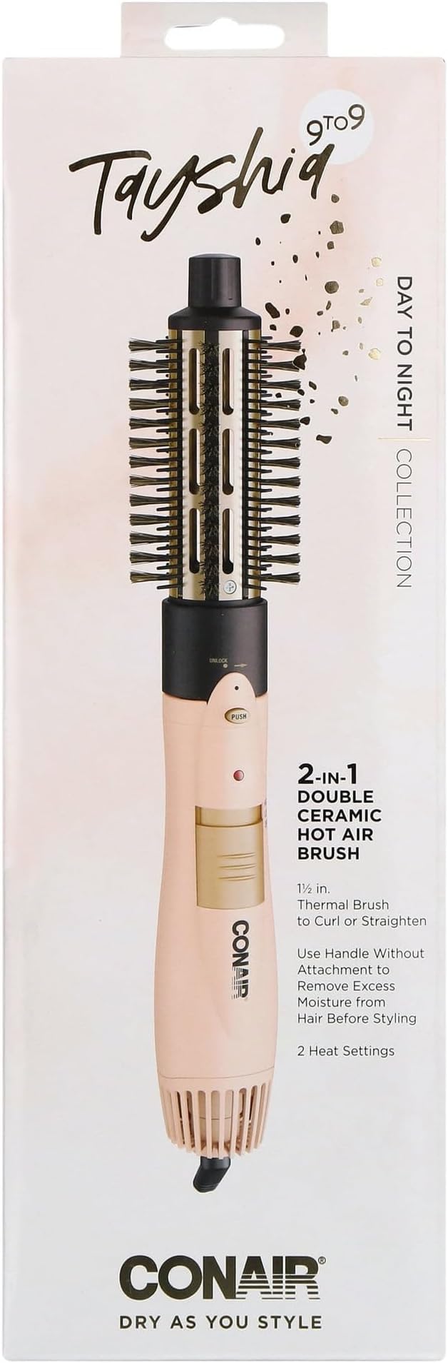 Tayshia by Conair 2-in-1 Double Ceramic Lightweight Hot Air Brush BC171TR
