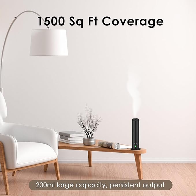 Waterless Scent Essential Oil Diffuser for Hotel,Whole House,Large Room, Office，Home，200ML Large Capacity, Covering 1500 Square feet (Black) (Large-200)