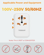 TESSAN Universal Travel Adapter Worldwide, GaN 65W International Plug Adaptor - Image 6