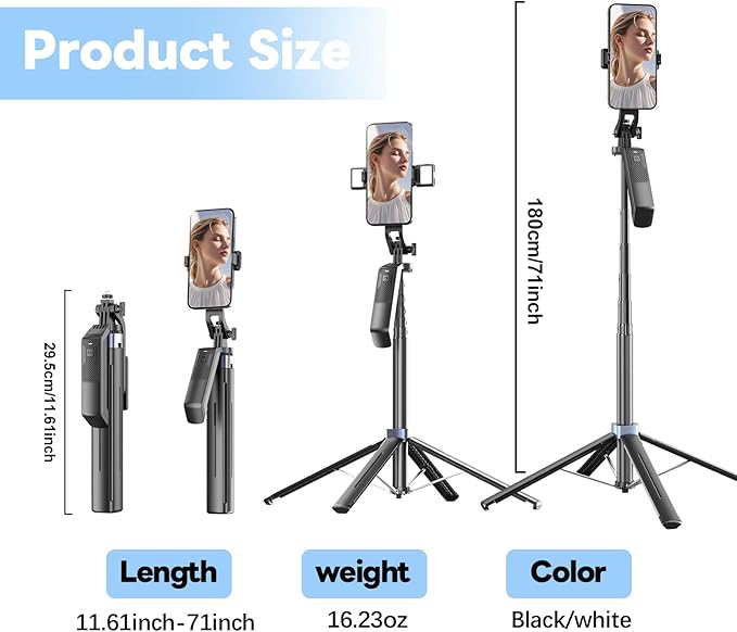 71" Selfie Stick Phone Tripod - Image 3