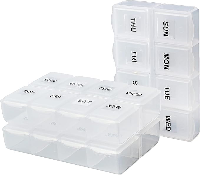 Serfeymi Weekly Pill Organizer 3 Pack Medicine Organizer Travel Pill Box 7 Day by Serfeymi