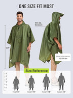 SaphiRose Extra Thick Hooded Rain Poncho Double Layer Waterproof Raincoat Jacket - Image 3