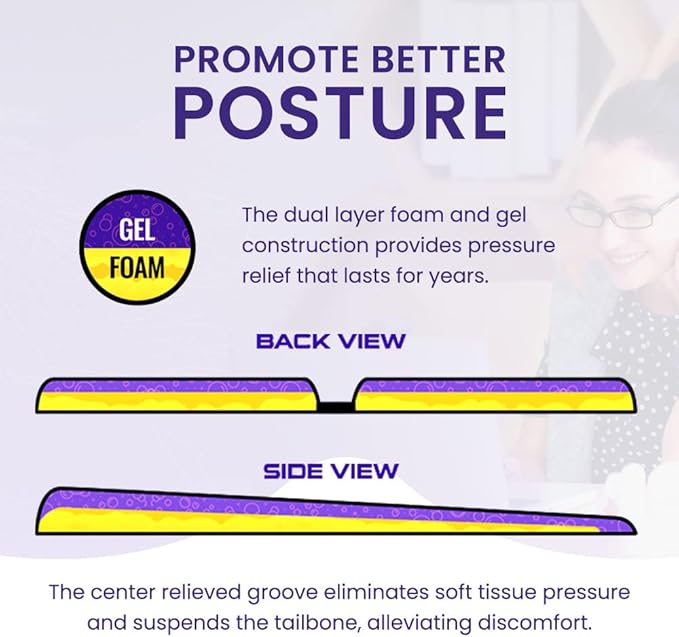 LITE Travel Gel Foam Cushion | Back Pain, Pressure Relief | Relieves Tailbone - Image 8