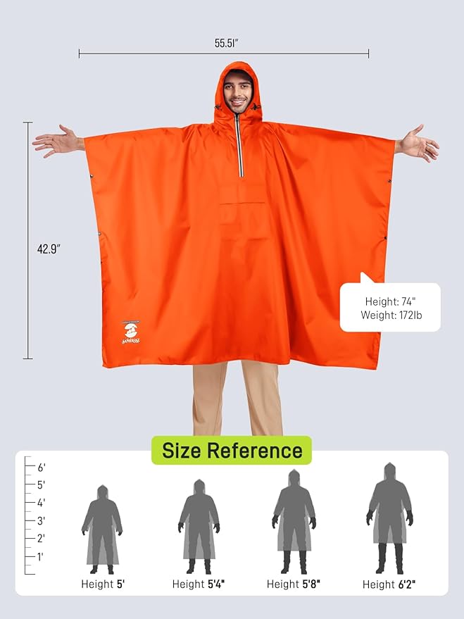 SaphiRose Hooded Rain Poncho Waterproof Raincoat Jacket - Image 2