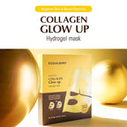 EQQUALBERRY Collagen Glow Up Mask - Niacinamide & Low Molecular Collagen for Brightening and Radiance Boosting | Korean Collagen Face Mask for Glass Skin, 4 Sheets, 1.01 OZ.