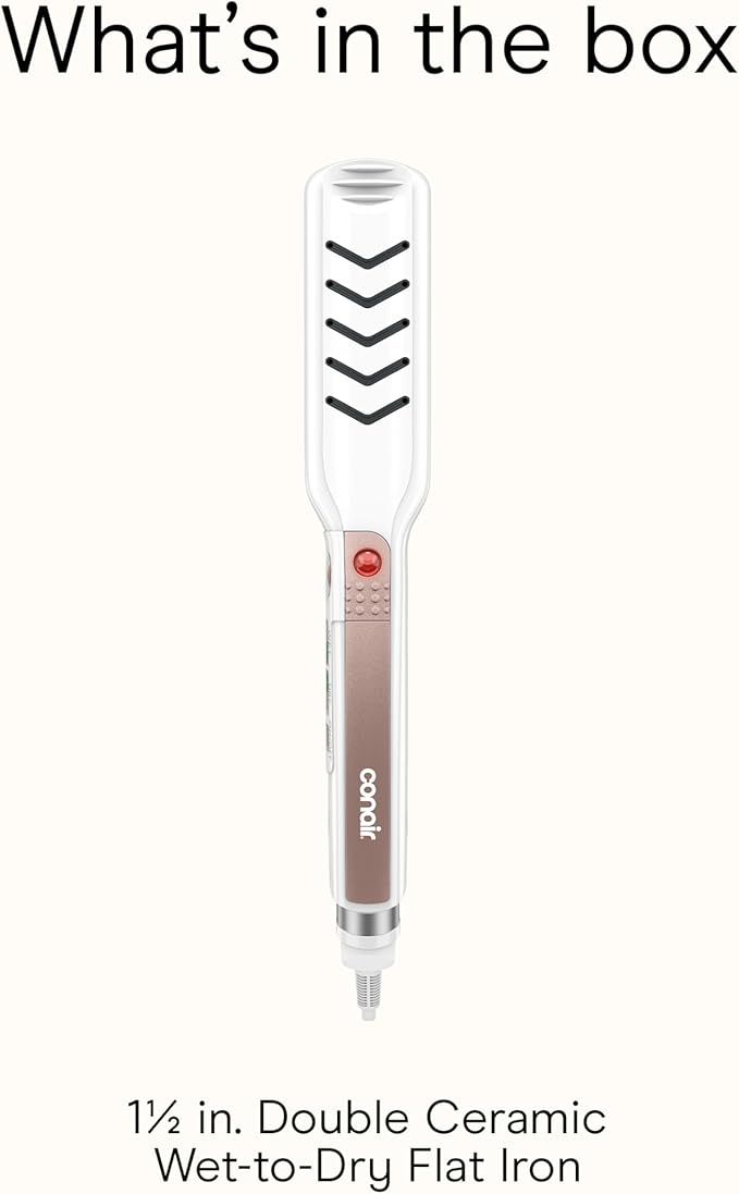 Conair Double Ceramic Flat Iron, 1 1/2-inch Wet-to-Dry Hair Straightener