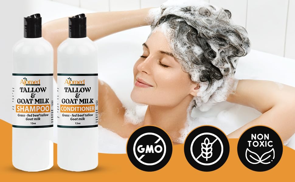 Beef Tallow & Goat Milk Shampoo and Conditioner Set (Shampoo & Conditioner 12 Oz)