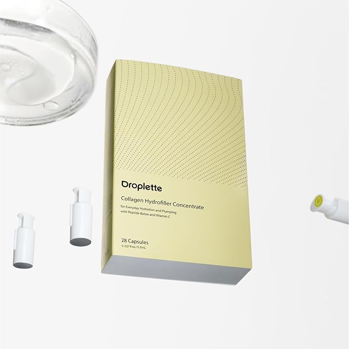 Droplette Ultra Starter Set – Patented Micro-Infuser Skincare Device with Collagen Hydrofiller Capsules for Hydration & Plumping – Dove Grey Device with 28 Single-Use Capsules