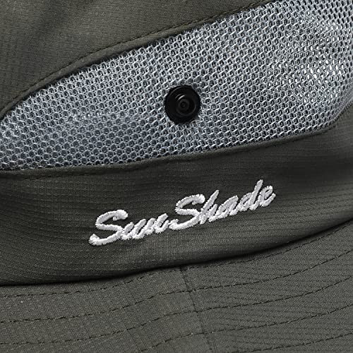 Womens Summer Sun Hat Beach Hat Wide Brim Outdoor UV Protection Hat Foldable Cool Mesh Ponytail Bucket Hat (6-7 / Pure Army Green)