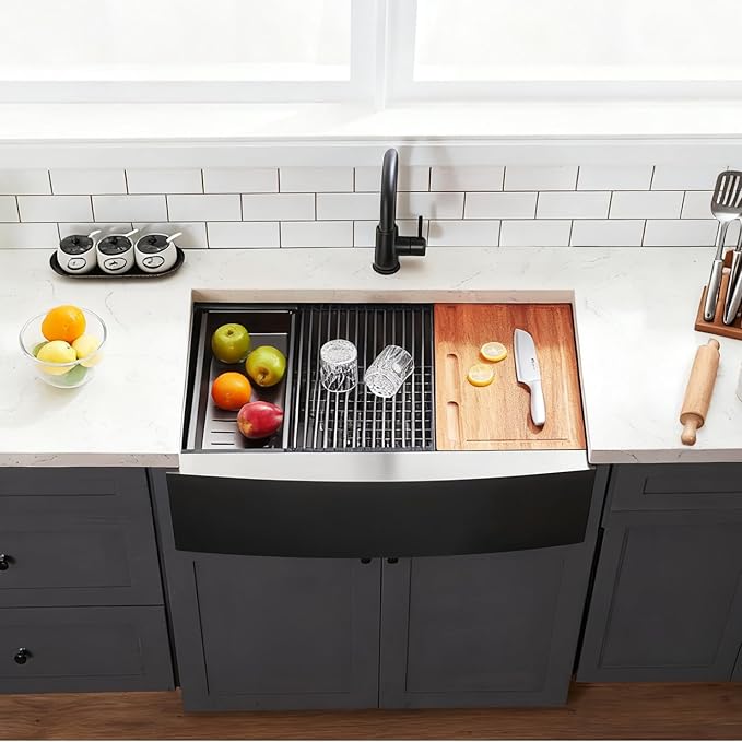 Black Farmhouse Sink 33 Inch - Image 4
