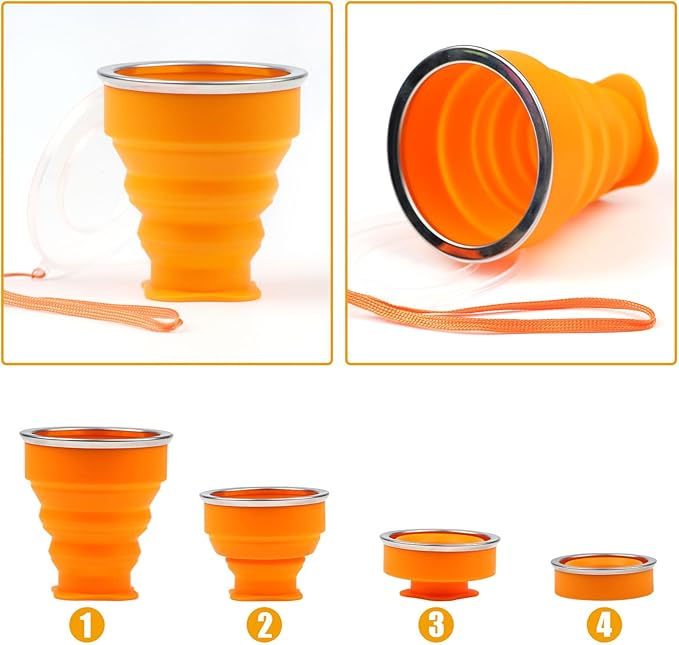 5Pcs Silicone Collapsible Cup for Travel, Reusable Folding Camping Cup Mug - Image 4
