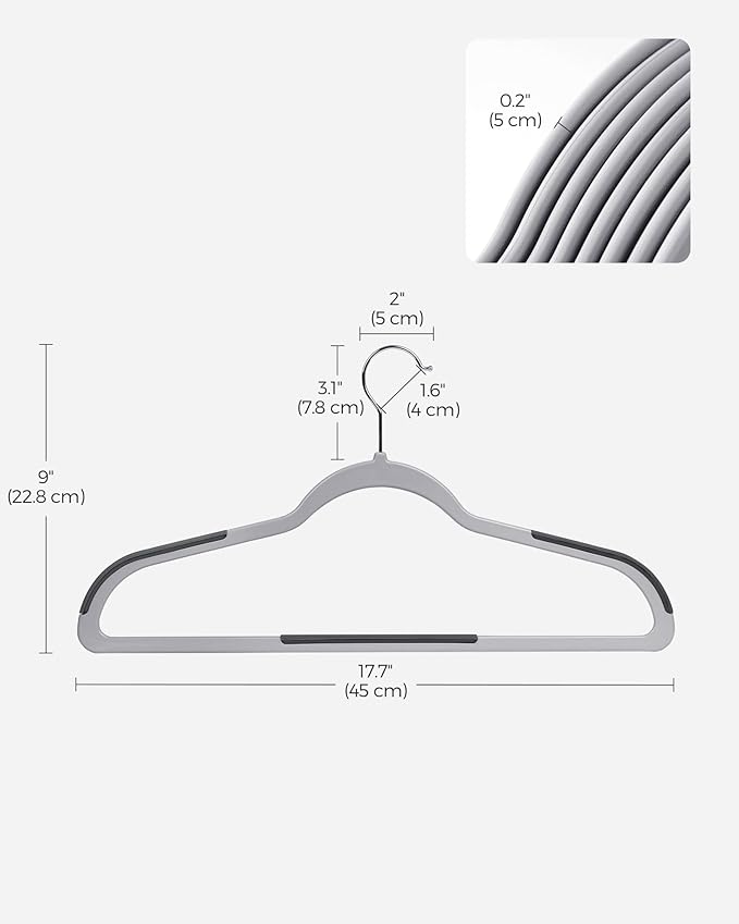 SONGMICS Clothes Hangers, Space-Saving, Light Gray and Dark Gray UCRP30G - Image 6