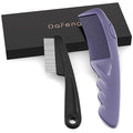 2PC Dandruff Comb Fine Tooth Scalp Detox Comb Lice Stainless Steel Scalp Detoxing Hair Brush Tool Hair Care for Women, Men & Kids (Purple)