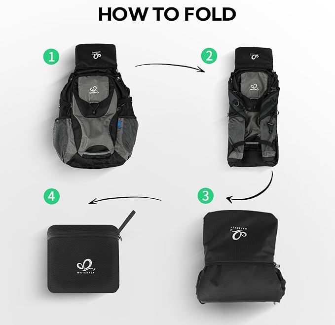 WATERFLY Lightweight Packable Hiking Backpack: 30L Foldable Travel Daypack - Image 6
