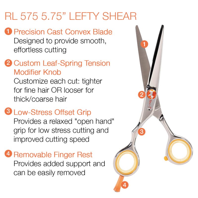 Centrix Roc It Dog Professional Stylist 5.75” Hair Cutting Shears and RTL (RL 575 & RTL 30 (Lefty))