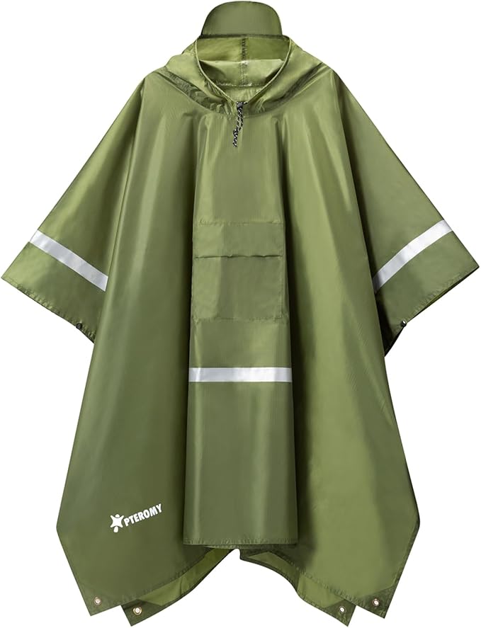 PTEROMY Hooded Rain Poncho for Adult by PTEROMY