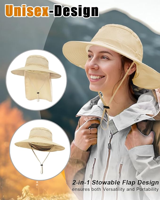 Outdoor Sun Hats with Stowable Neck Flap - Image 4