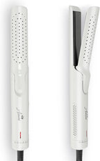 Asani 360° Airflow Styler - 2-in-1 Professional Curling Wand & Hair Straightener - Flat Iron Curler with Cooling Fan, Air Vents - Crimper Styling Tool for Volume & Curls - for All Hair (Pearl White)