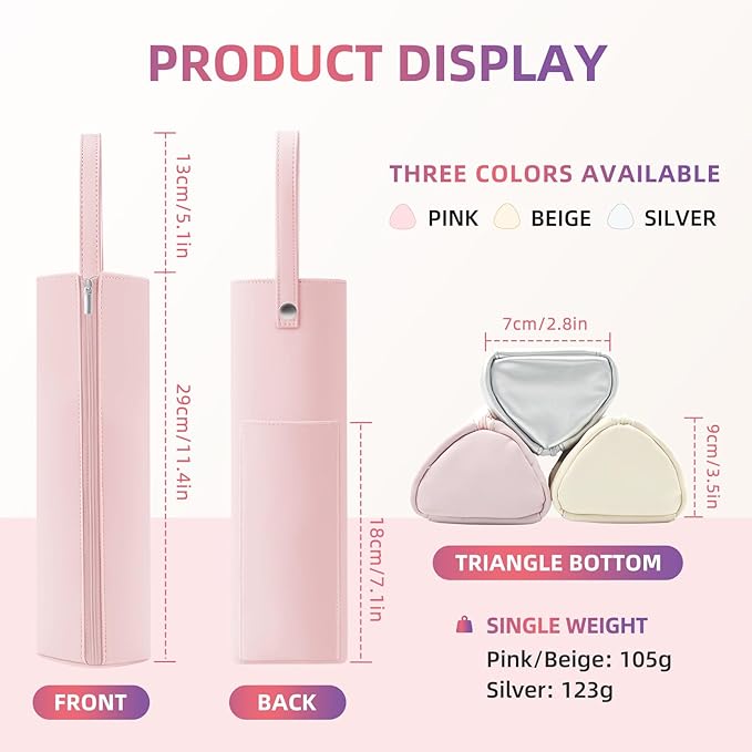 2-in-1 Heat Resistant Mat & Bag for Hair Styling Tools, Hanging Curling Iron Holder Flat Iron Holder with Zip, Portable Hot Hair Tools Travel Bag, Hair Straightener Mat Pouch for Countertop