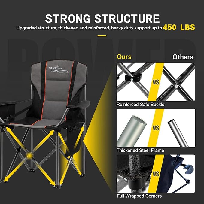 FAIR WIND 2 Pack Oversized Fully Padded Camping Chair - Image 4