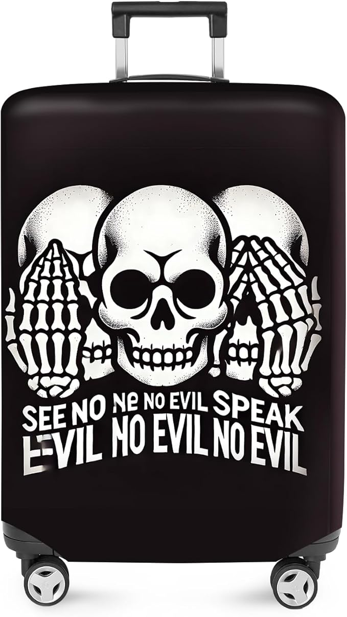 ANNA QUEEN Gothic Skull Luggage Cover, “See No Evil, Hear No Evil, Speak No by ANNAQUEEN