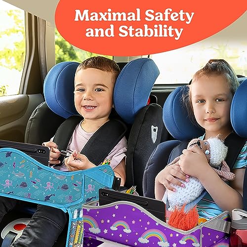 Kids Travel Tray for Car (1-pack Blue Dinosaur)