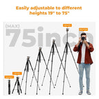 K&F Concept 75 inch/190cm Camera Tripod, Lightweight Travel Outdoor DSLR Tripods - Image 5