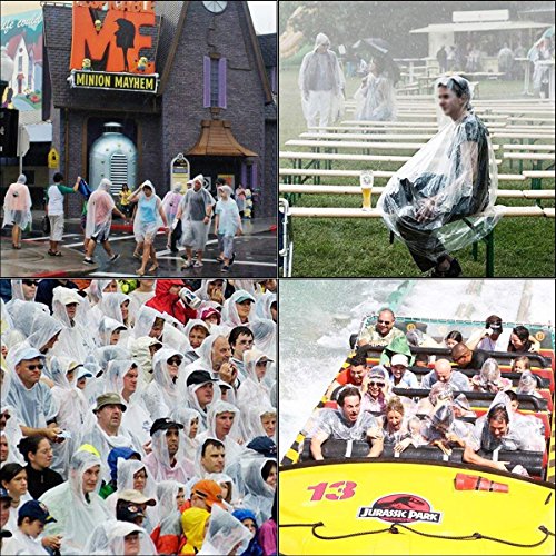 Disposable Rain Ponchos for Adults (One Size / Clear 10 Pack)