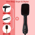 Blow Dryer Brush Straightener, Detangling Straightening Smoothing in One Step, Reduce Frizz More Shiny for Salon-Quality Smooth Straight Hair Dryer Brush