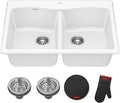 KRAUS Forteza 33-inch Granite Drop In/Undermount 50/50 Double Bowl White by KRAUS