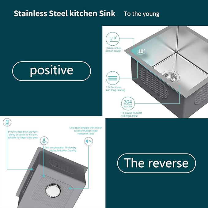 TORVA 30-Inch Undermount Kitchen Sink, Premium 304 Stainless Steel Bar Sink - Image 4