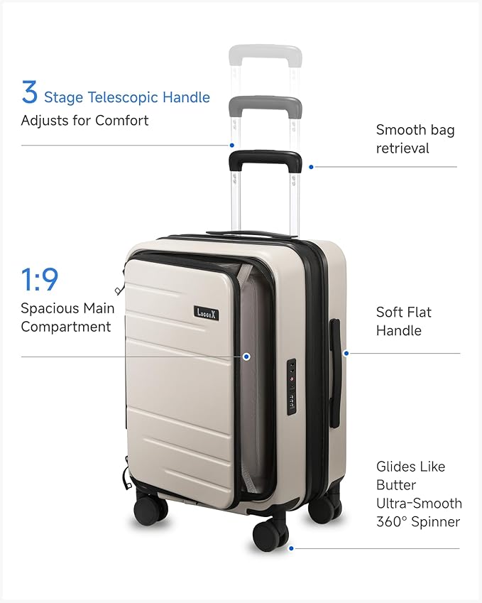 Carry On Luggage Top Opening, FLT Expandable Polycarbonate Hard Shell Suitcase - Image 6