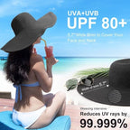 DRESHOW Beach Hats for Women Big Straw Wide Brim Summer Hat Floppy Foldable - Image 2