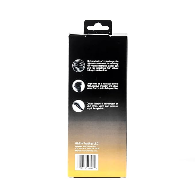 ARABESKS Detangling Brush for Adults & Kids Hair - Detangler Brush for Wavy, Curly, Straight, Wet or Dry Hair - Black